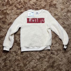 Chicago Blackhawks NHL Women's Crew Neck Fuzzy Sherpa Medium 8/10 Sweatshirt